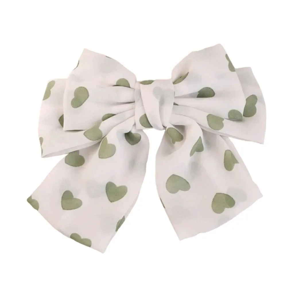Heart Print Bow Barrette
